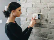 Woman programs security system